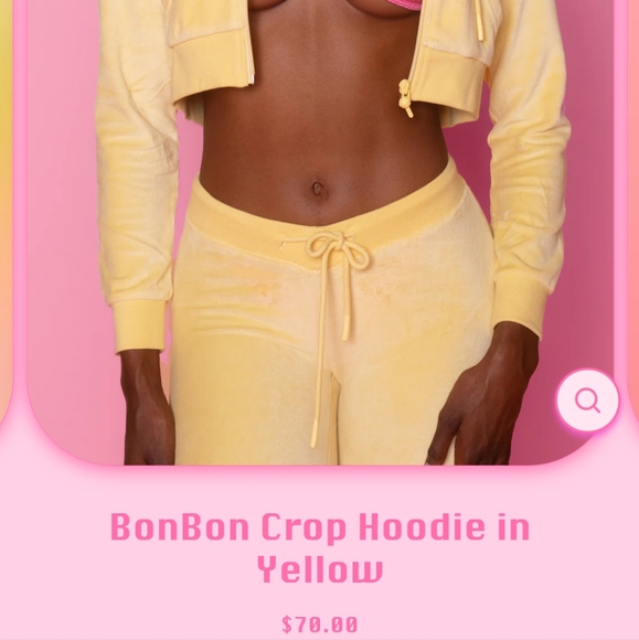 Voight Bon Bon Cropped Terry Hoodie in Yellow - Picture 6 of 6